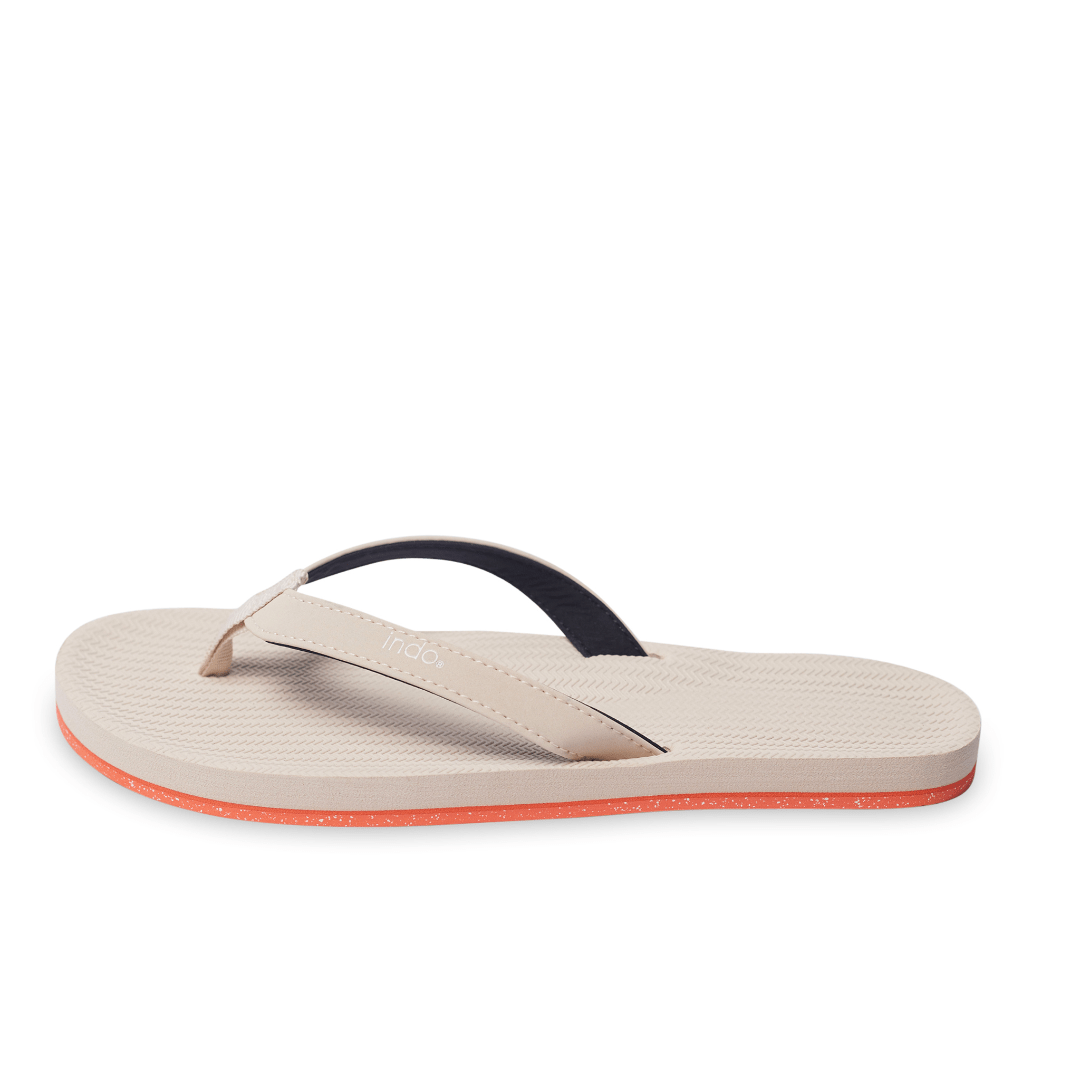 Women's Flip Flops Sneaker Sole - Sea Salt/Orange Sole - Indosole